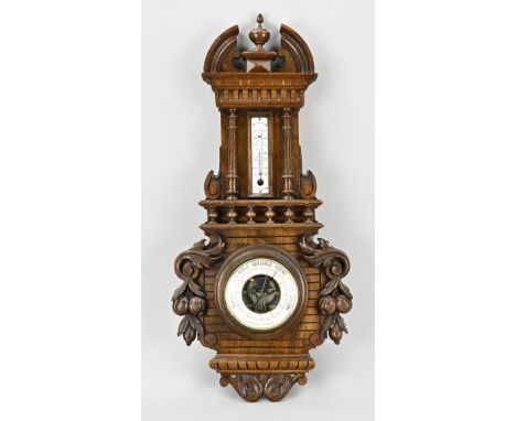 French barometer made of walnut wood. 20th century. Dimensions: 66 cm. In good condition.