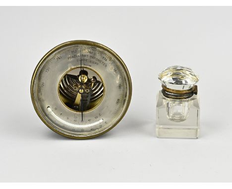 Antique German brass silver-plated ship's barometer 'PrÃ¤zisions Barometer No 8436, marked Lufft. And an antique crystal glas