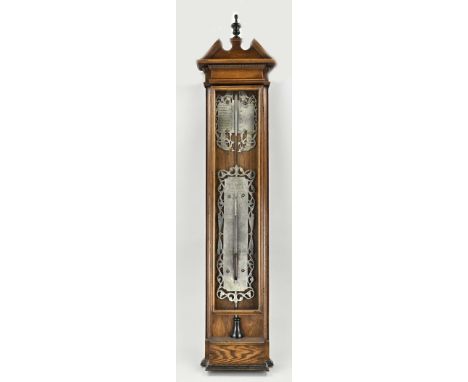 Dutch oak baking barometer with pewter plate. After an 18th century example. Casartelli Amsterdam. Dimensions: 112 cm. In goo