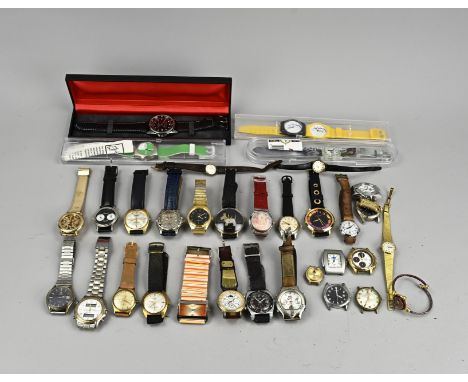 Lot with various watches, mechanical and quartz. Including Timex, Ecco, Reebok, Union, Prisma, Ancre, Talis, Para. In reasona