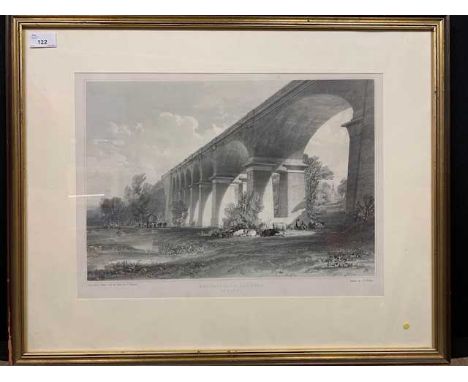 Lithograph, "Wharncliffe Viaduct", by J C Bourne, c1840