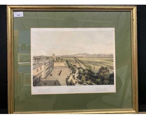 Hand-coloured Lithograph view, "The Valley of Mexico", by C Castro, c 1840.