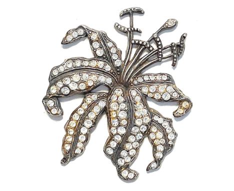 1 Extra Large early 20th C. very cool paste jeweled floral button.Nikki Deal has collected a large variety of buttons includi