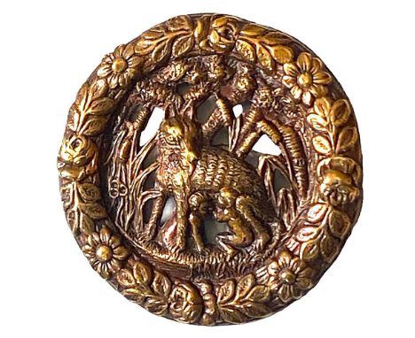 1 Large Medium 19th C. button of Romulus and Remis.From the collection of the late Shirley Case of Missouri. This mythologica