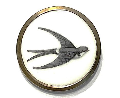 1 Large size 19th century Swallow bird button.Liverpool transfer buttons are named that because of the style of work shown in