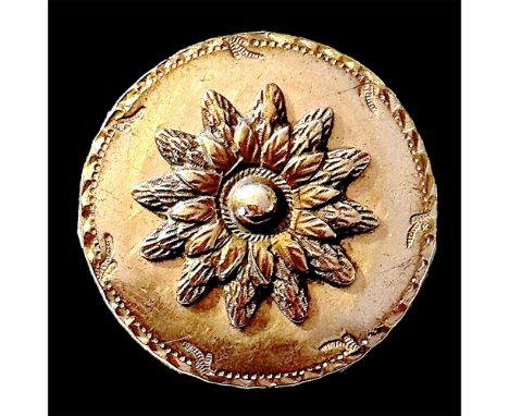 1 Medium size 18th century two piece pinshanked button.This18th century copper is a scarce example. The nice engraved border 