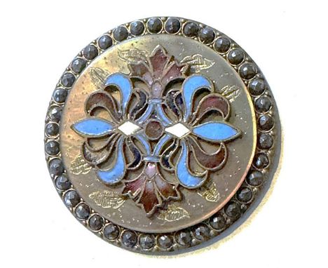 1 Large 19th century engraved pearl with an enamel escutcheon.This beautiful button from the collection of the late Shirley C