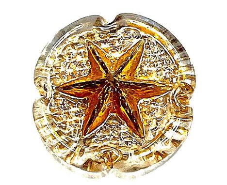 1 Large size 20th century backmarked star pattern button.This lot is for a gold lustered clear glass star design backmarked b