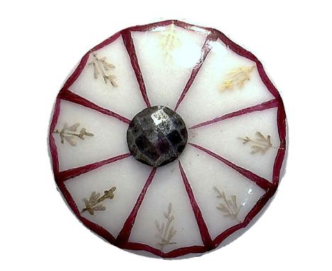 1 medium size 18th century pinshanked porcelain button.Here is a beautiful white glazed porcelain from the 18th century with 