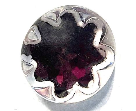 1 Small 19th century purple glass button.This lot from the collection of Nikki Deal for a colored radiant in a scarce style a