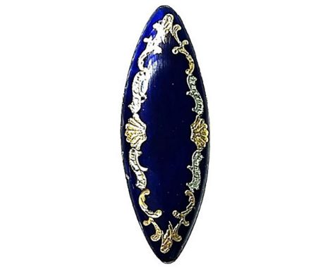1 Large size 19th century counter enameled example.Here is a beautiful cobalt blue enamel set with an ornate design of foil u