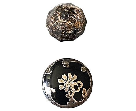 2 Small 19th century black glass including silver overlay.From the collection of the late Shirley Case of Missouri. This lot 
