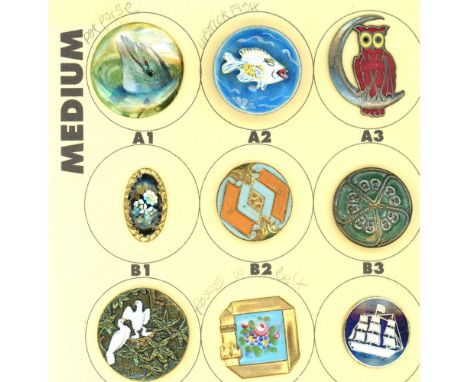 9 Medium size 19th/20th century assorted technique enamels.From the collection of Nikki Deal comes this small card of enamel 