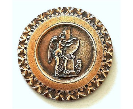 1 Large 18th century molded copper pictorial button.This fine example of 18th century copper from the collection of Nikki Dea