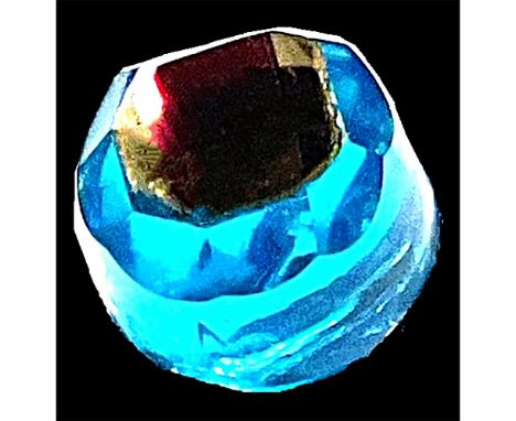 1 Small size 19th century sky blue barrel glass button.The name Tingue for these specific type of Charm string buttons was de