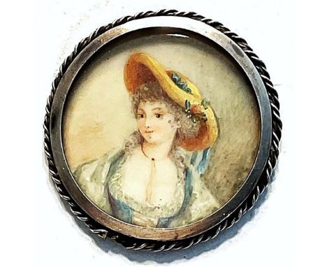 1 Medium size 19th century natural material ladies head button.Here is a beautifully hand painted colorful ladies head set un