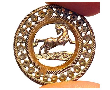 1 Very Rare Large medium 18th century copper HORSE button.This incredibly rare and unusual pierced copper from the 18th centu