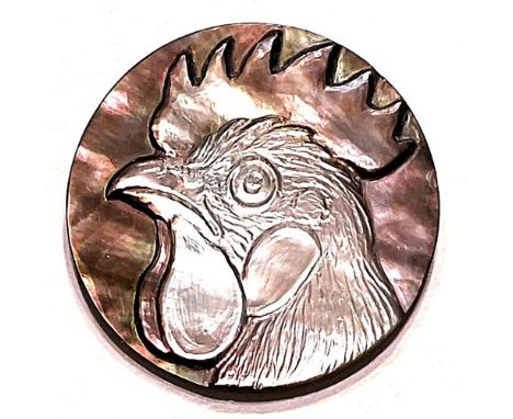 1 Large carved 20th century pearl button by H. Bangemann.Herman Bangemann from Texas has been making buttons for many a year 
