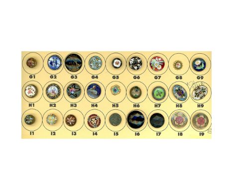 28 Small 19th/20th century asserted technique enamel buttons.This card of small enamels from the collection of Nikki Deal inc