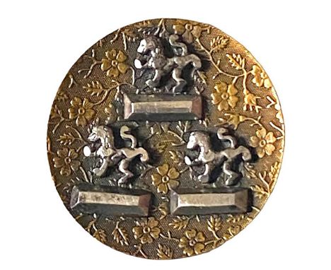 1 Large Medium 19th C. textured background button with Lions.From the collection of the late Shirley Case of Missouri. Here i