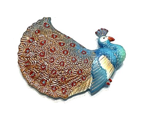 1 Extra Large 20th century realistic Arita Peacock button.This Arita porcelain button from Japan is a hard to find example of