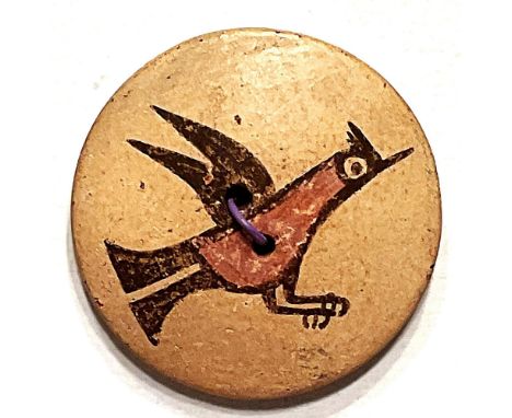 1 large size sew thru 20th century Zia pottery button.Zia pottery from the Southwest are always desirable among collectors an