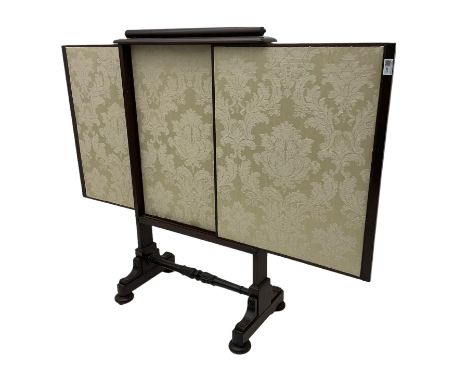 Early 19th century mahogany screen, two sliding side panels and single vertical panelDimensions: Height:&nbsp;107cm&nbsp; Len