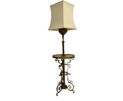 Mid 20th century gilt metal and onyx standard lampDimensions: Height:&nbsp;With shade 170cm&nbsp;