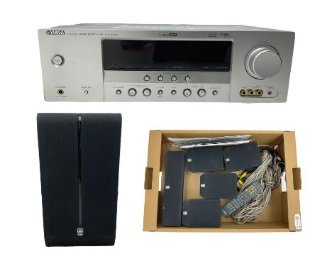 YAMAHA sound system - HTR-6030 natural sound receiver amplifier, four NX-E270 speakers, NX-C270 bar speaker, SW-P270 subwoofe