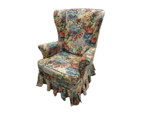 Vintage Parker Knoll wingback armchair with floral chintz fitted coverDimensions: Height:&nbsp;95cmcm&nbsp;
