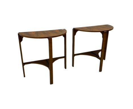 Pair of Art Deco walnut demi-lune console tables, joining to form centre tableDimensions: Height:&nbsp;70cm&nbsp; Length/Widt