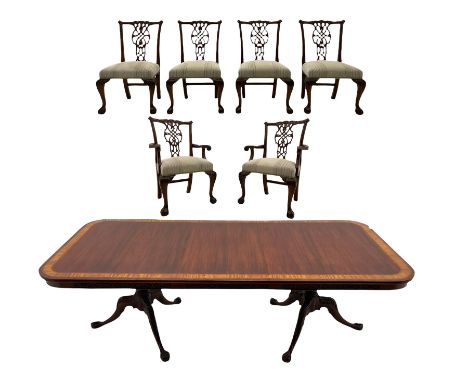 Wade Georgian style mahogany extending dining table with leaf, and six Chippendale style chairsDimensions: Height:&nbsp;75cm&