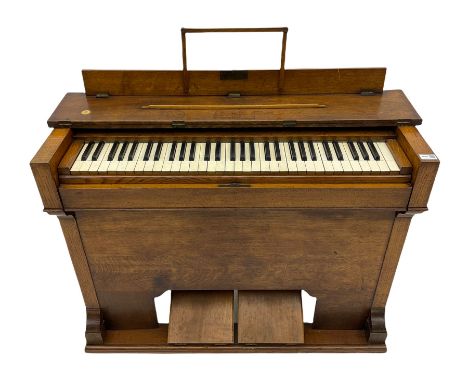 19th century oak cased harmonium, twin pedal pump mechanismDimensions: Height:&nbsp;79cm&nbsp; Length/Width:&nbsp;103cm&nbsp;