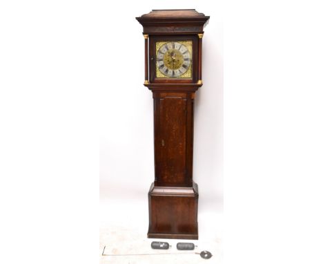 DAVID COLLIER, GATLEY (CHESHIRE); an 18th century longcase clock, the brass face with applied scrolling detail to the corners