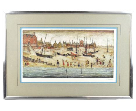 LAURENCE STEPHEN LOWRY RBA RA (1887-1976); pencil signed print, 'The Beach at Deal', published in 1973 by Venture Print Ltd, 