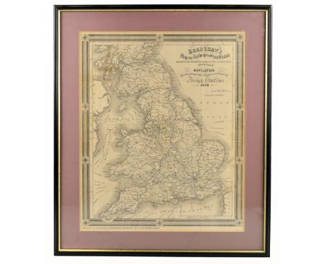 BRADSHAW'S; a 19th century map of the railways in Great Britain, 38 x 47cm, framed and glazed.