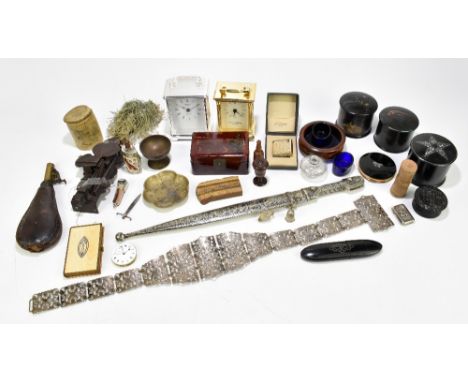 A mixed lot of assorted 19th century and later collectors' items including an Eastern white metal dagger,&nbsp;three lacquere