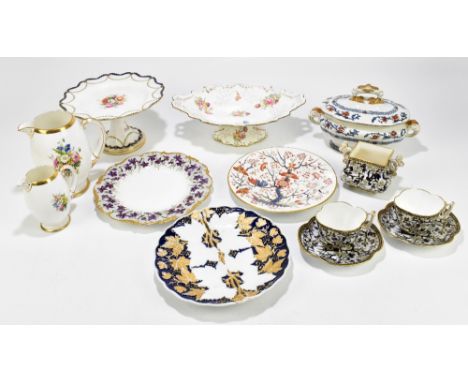 A collection of 19th century and later ceramics including a Meissen moulded cabinet plate with gilt highlights, diameter 21.5