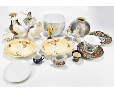 A mixed lot of assorted ceramics including a Rosenthal jardinière with floral decoration, a Chinese crackle glazed vase, a pa