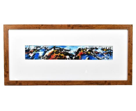 DAVID WILDE (1918 -1978); acrylic, 'Storm Aber', 8 x 51cm, framed and glazed. (D)Additional InformationImage is in good condi