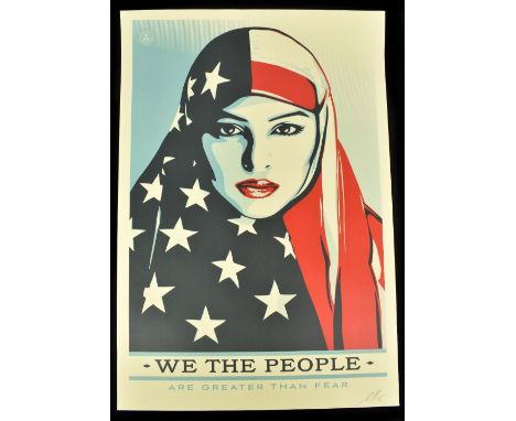SHEPARD FAIREY (American, born 1970); offset litho on cream speckle tone paper, 'We The People - Greater Than Fear (2017)', p