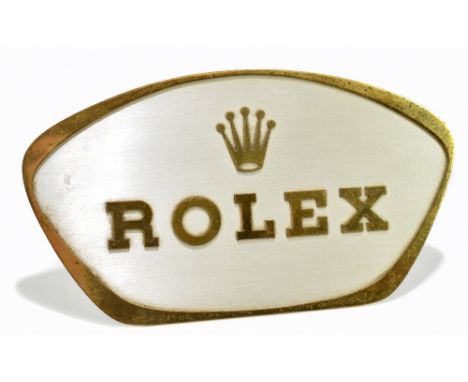 ROLEX; a vintage advertising easel back sign, width 18cm, stamped 'Fab. Suisse Swiss Made' verso. Height 10cm.Additional Info