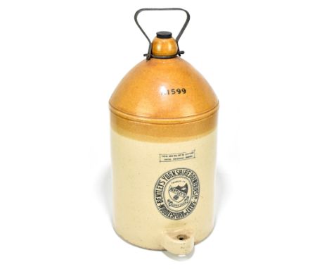 A two tone stoneware advertising brewery barrel for Bentley’s Yorkshire Brewery Ltd, Woodlesford nr Leeds, height including m