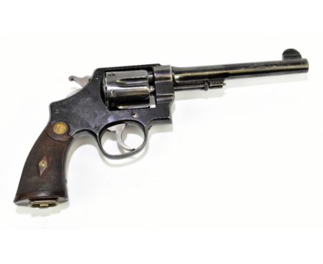 SMITH &amp; WESSON; a deactivated .455 six shot dual action revolver, the 6.5" barrel inscribed with maker's details and pate