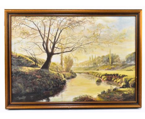 J. CLIFF-BROWN (born 1931); oil on board 'Sunset, River Bollin', signed, 44 x 65cm. (D)

Purchased at England's Gallery with 