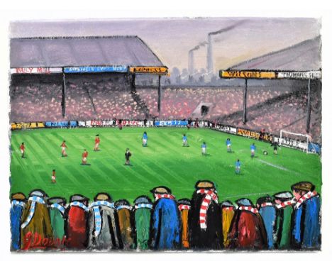 JAMES DOWNIE (born 1949); oil on canvas, Manchester Derby, 30 x 40cm, signed lower left, unframed. (D)Additional InformationG