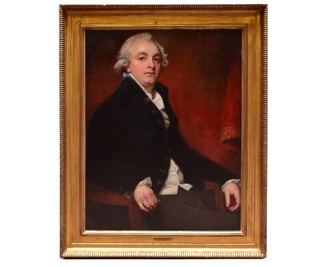 GEORGE ROMNEY (1734-1802); oil on canvas, portrait of Richard Oliver of Wincombe Park, Bath, seated three quarter length in a