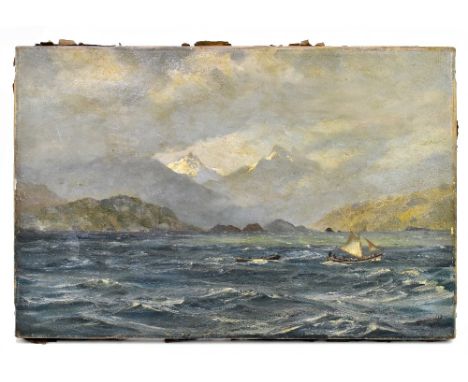 THOMAS JACQUES SOMERSCALES (1842-1927); oil on canvas, `Strait of Magellan, near Hassler Glacier', signed and dated 1904 lowe