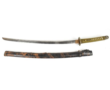 An Imperial Japanese gunto type sword, with ten character mark to tang and further mark within the flower head, with bound sh