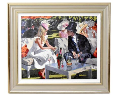 SHERREE VALENTINE DAINES; a limited edition print, 'Ascot Glamour', signed lower right, 11/20, 65 x 53cm, framed. (D)Addition